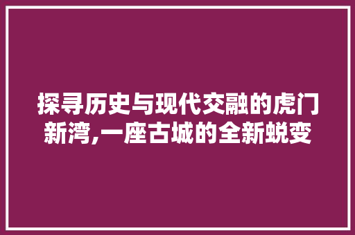 探寻历史与现代交融的虎门新湾,一座古城的全新蜕变