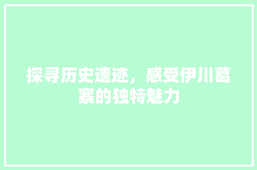 探寻历史遗迹，感受伊川葛寨的独特魅力