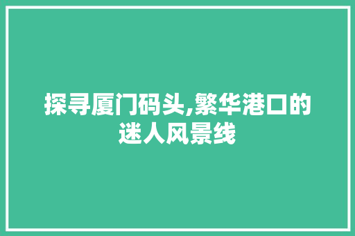 探寻厦门码头,繁华港口的迷人风景线  第1张