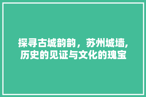 探寻古城韵韵，苏州城墙,历史的见证与文化的瑰宝