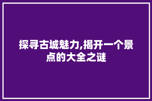 探寻古城魅力,揭开一个景点的大全之谜  第1张