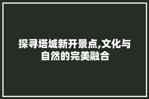 探寻塔城新开景点,文化与自然的完美融合