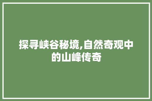 探寻峡谷秘境,自然奇观中的山峰传奇