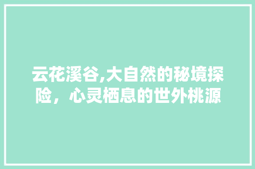 云花溪谷,大自然的秘境探险，心灵栖息的世外桃源