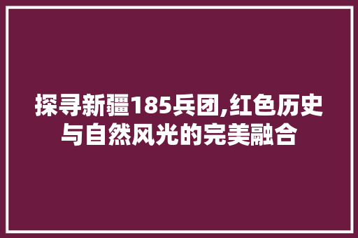 探寻新疆185兵团,红色历史与自然风光的完美融合