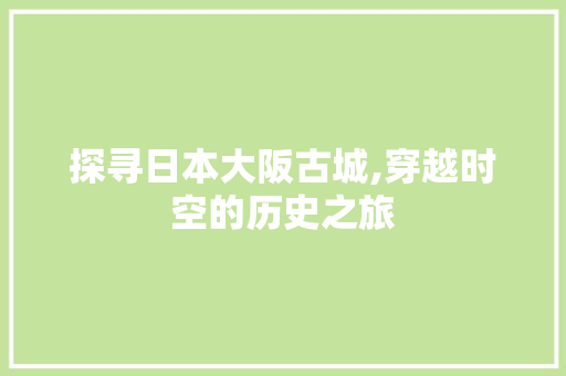 探寻日本大阪古城,穿越时空的历史之旅