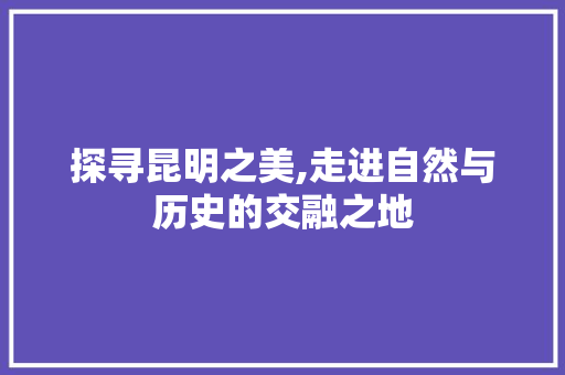 探寻昆明之美,走进自然与历史的交融之地