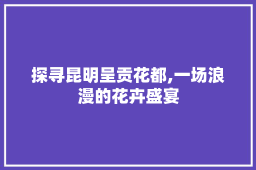 探寻昆明呈贡花都,一场浪漫的花卉盛宴