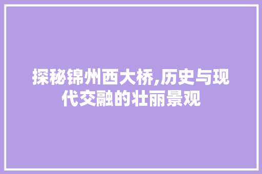 探秘锦州西大桥,历史与现代交融的壮丽景观