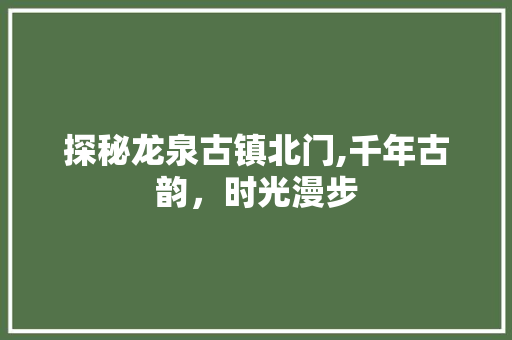 探秘龙泉古镇北门,千年古韵，时光漫步