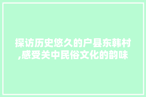 探访历史悠久的户县东韩村,感受关中民俗文化的韵味