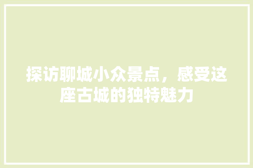 探访聊城小众景点，感受这座古城的独特魅力  第1张