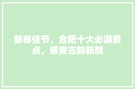 新春佳节，合肥十大必游景点，感受古韵新颜