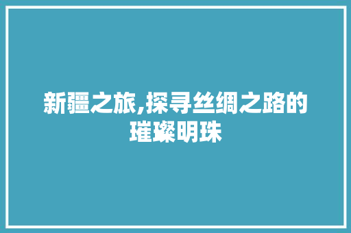 新疆之旅,探寻丝绸之路的璀璨明珠