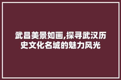 武昌美景如画,探寻武汉历史文化名城的魅力风光