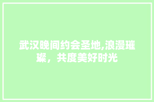 武汉晚间约会圣地,浪漫璀璨，共度美好时光