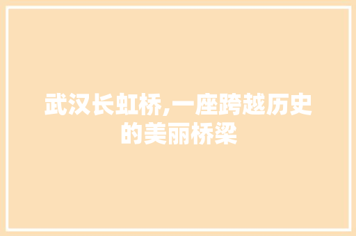 武汉长虹桥,一座跨越历史的美丽桥梁