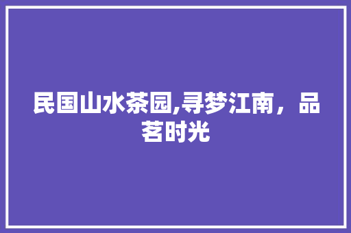 民国山水茶园,寻梦江南，品茗时光