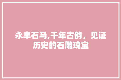 永丰石马,千年古韵，见证历史的石雕瑰宝