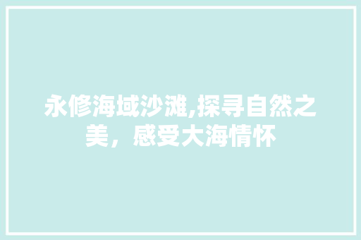 永修海域沙滩,探寻自然之美，感受大海情怀