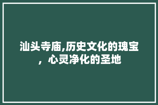 汕头寺庙,历史文化的瑰宝，心灵净化的圣地