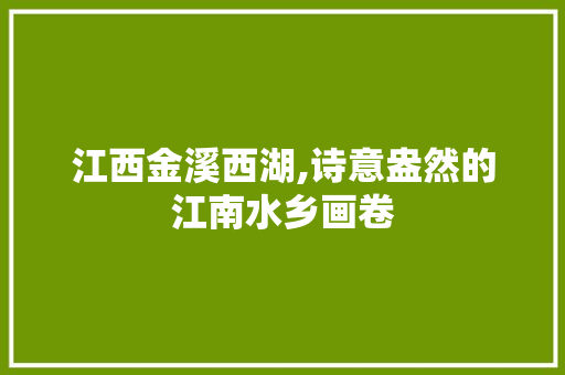 江西金溪西湖,诗意盎然的江南水乡画卷