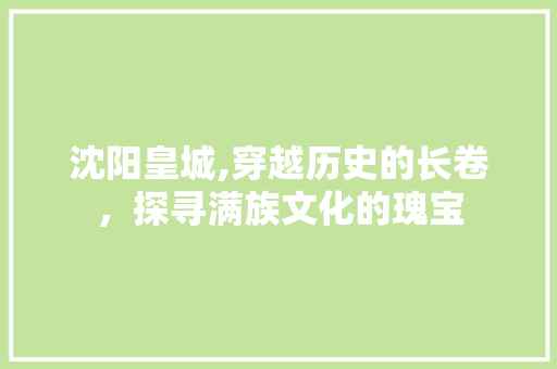 沈阳皇城,穿越历史的长卷，探寻满族文化的瑰宝