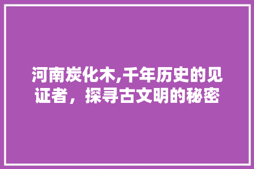 河南炭化木,千年历史的见证者，探寻古文明的秘密