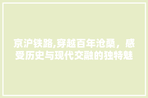 京沪铁路,穿越百年沧桑，感受历史与现代交融的独特魅力