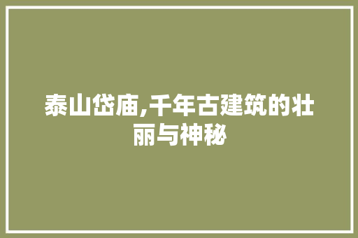 泰山岱庙,千年古建筑的壮丽与神秘