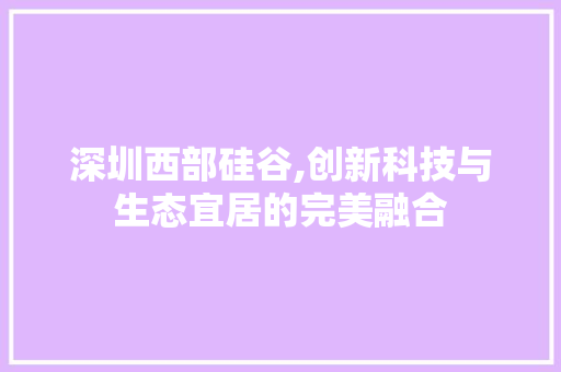 深圳西部硅谷,创新科技与生态宜居的完美融合