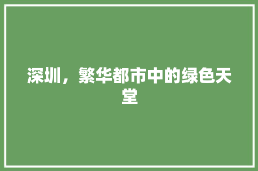 深圳，繁华都市中的绿色天堂