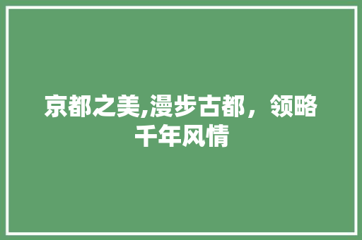 京都之美,漫步古都，领略千年风情