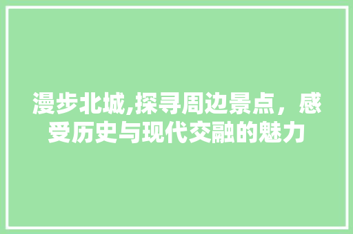 漫步北城,探寻周边景点，感受历史与现代交融的魅力