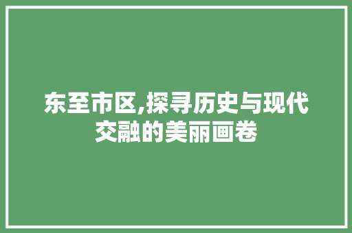 东至市区,探寻历史与现代交融的美丽画卷