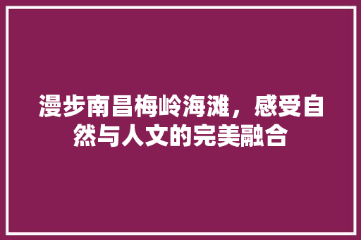 漫步南昌梅岭海滩，感受自然与人文的完美融合