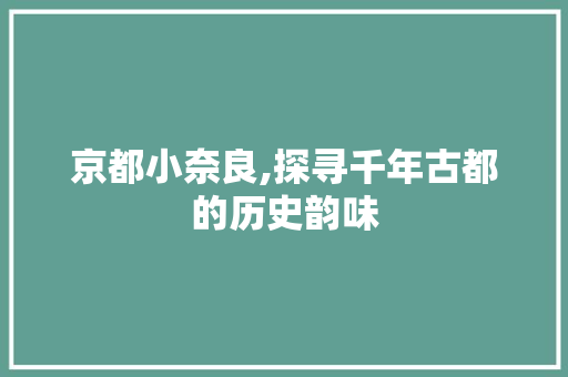 京都小奈良,探寻千年古都的历史韵味