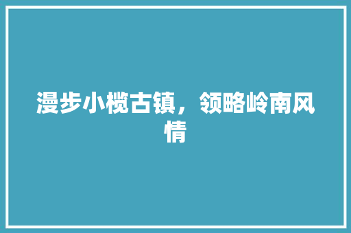 漫步小榄古镇，领略岭南风情