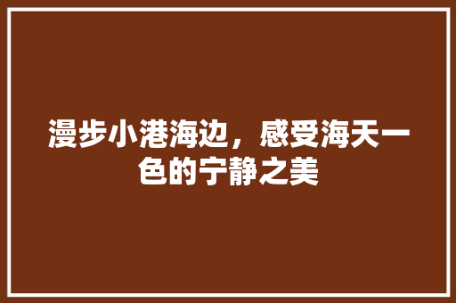 漫步小港海边，感受海天一色的宁静之美