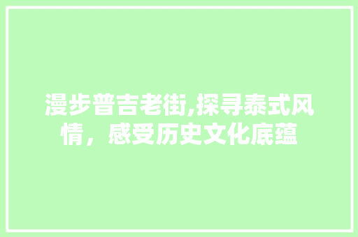 漫步普吉老街,探寻泰式风情，感受历史文化底蕴  第1张