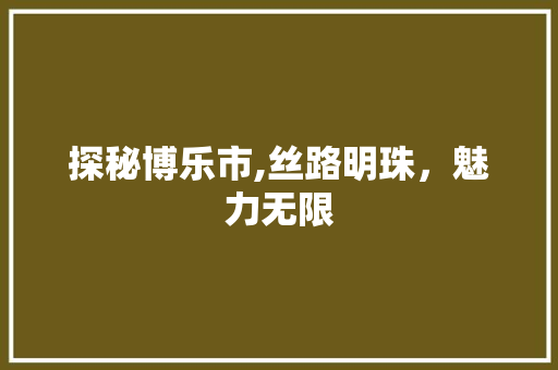 探秘博乐市,丝路明珠，魅力无限