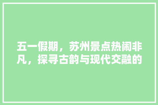 五一假期，苏州景点热闹非凡，探寻古韵与现代交融的魅力