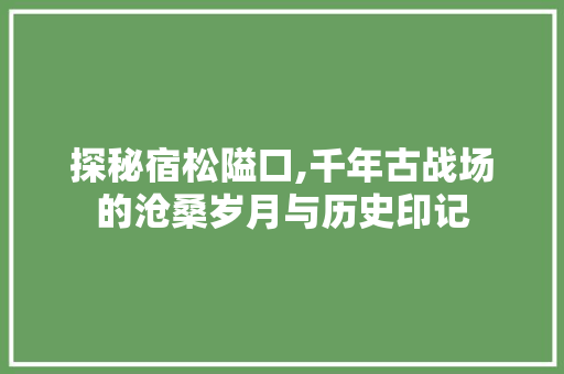 探秘宿松隘口,千年古战场的沧桑岁月与历史印记