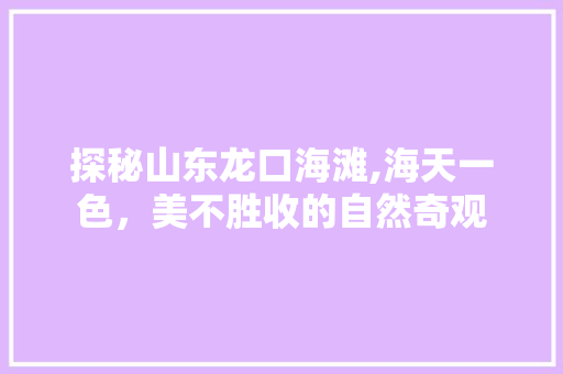 探秘山东龙口海滩,海天一色，美不胜收的自然奇观