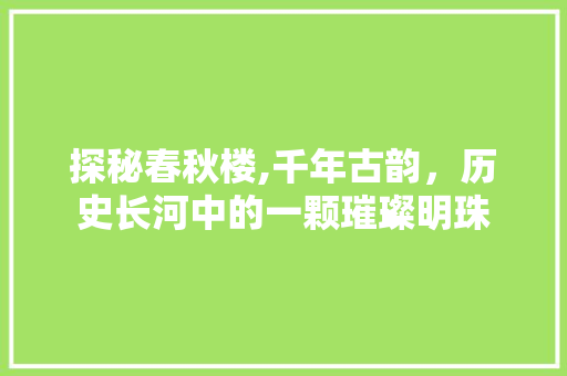 探秘春秋楼,千年古韵，历史长河中的一颗璀璨明珠  第1张