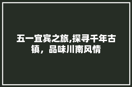 五一宜宾之旅,探寻千年古镇，品味川南风情