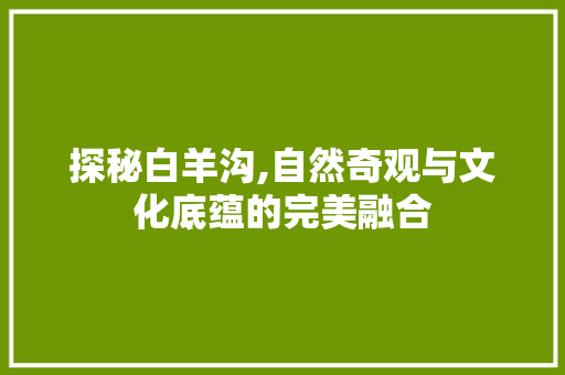 探秘白羊沟,自然奇观与文化底蕴的完美融合