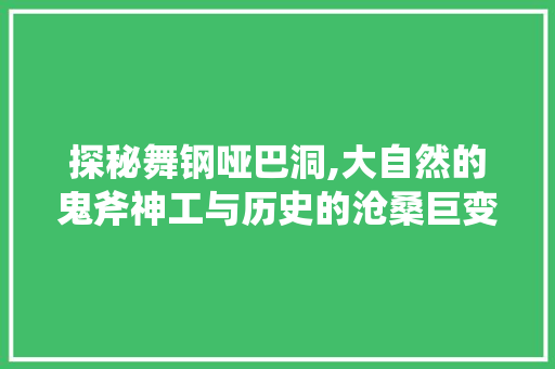 探秘舞钢哑巴洞,大自然的鬼斧神工与历史的沧桑巨变