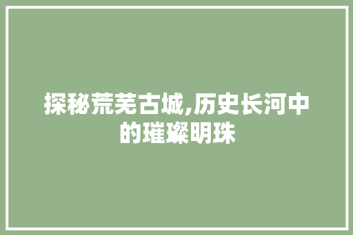 探秘荒芜古城,历史长河中的璀璨明珠