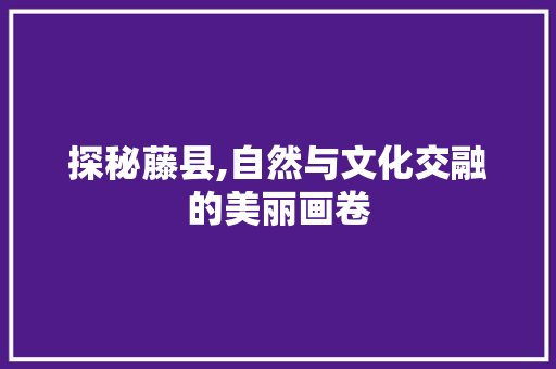 探秘藤县,自然与文化交融的美丽画卷